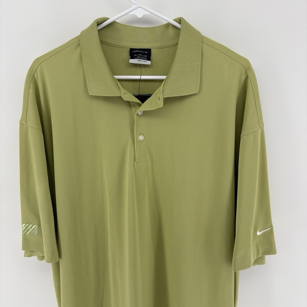Nike Golf Dry Fit Polo Shirt Mens XXL Green NWT Performance Swoosh Sleeve Logo